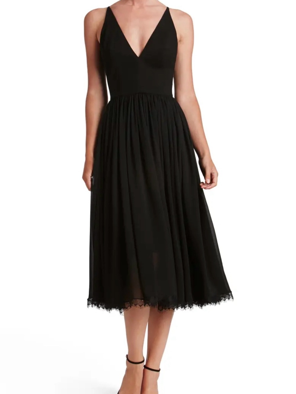 NWT Dress the Population Alicia Black Midi Dress Size L